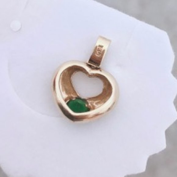 NEW AUTHENTIC 14K Gold and Emerald Pendant Heart - Picture 7 of 7